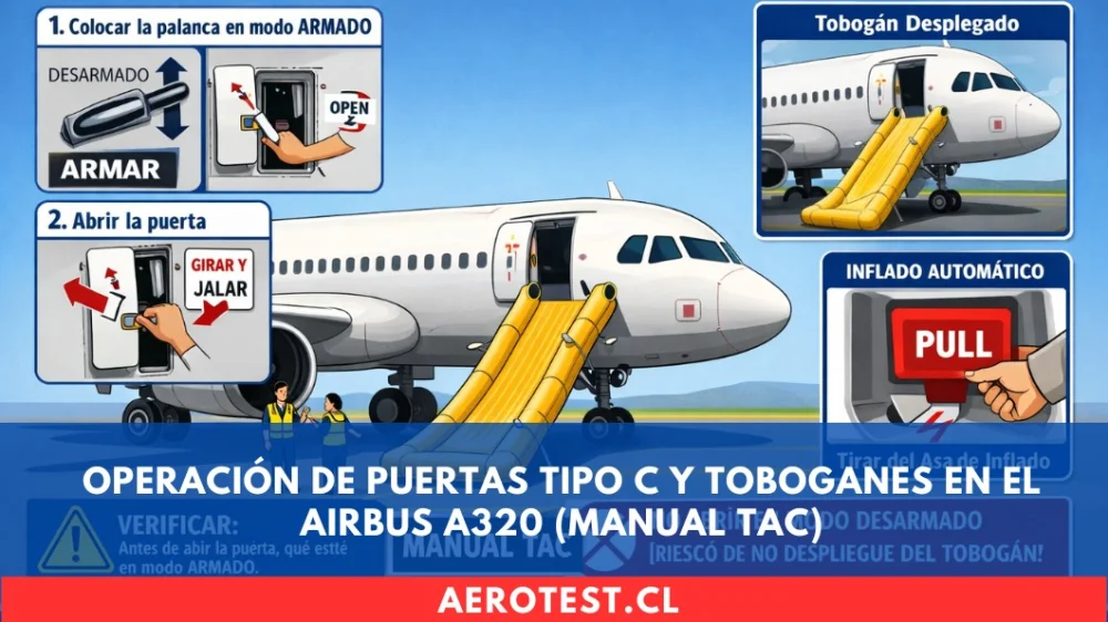 Operación de Puertas Tipo C y Toboganes en el Airbus A320 (Manual TAC)