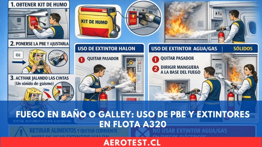 Fuego en Baño o Galley: Uso de PBE y Extintores en Flota A320