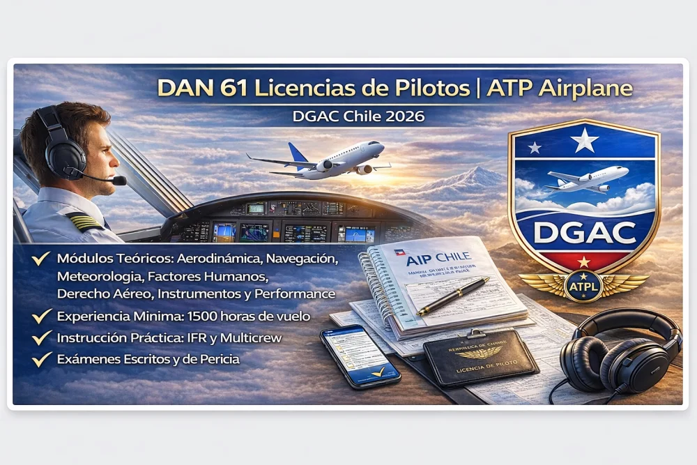 DAN 61 Licencias de Pilotos | ATP Airplane DGAC Chile 2026