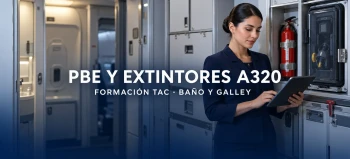 PBE y extintores A320: estudio de fuego en baño y galley